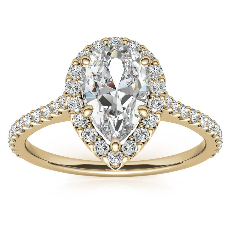Pear Moissanite Cathedral Halo Engagement Ring