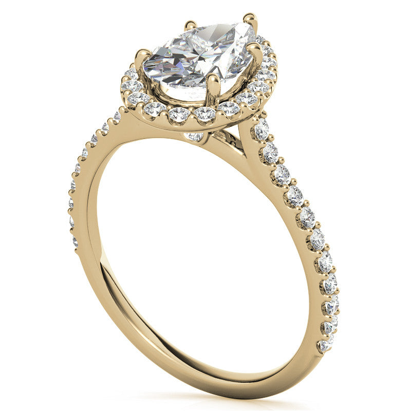 Pear Moissanite Cathedral Halo Engagement Ring