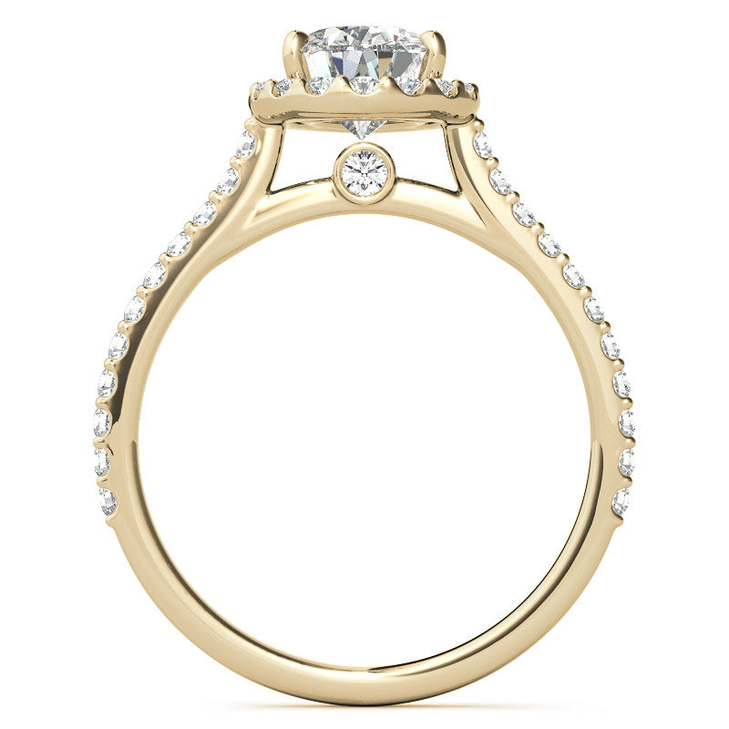 Pear Moissanite Cathedral Halo Engagement Ring