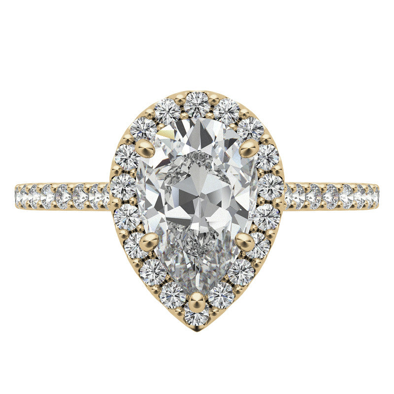 Pear Moissanite Cathedral Halo Engagement Ring