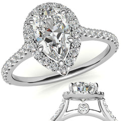 Pear Moissanite Cathedral Halo Engagement Ring