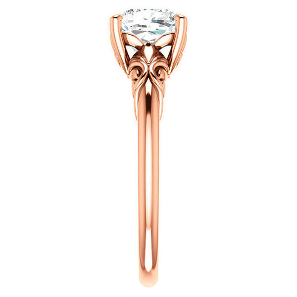Cushion cut Moissanite Floral Design Solitaire Ring