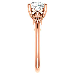 Cushion cut Moissanite Floral Design Solitaire Ring