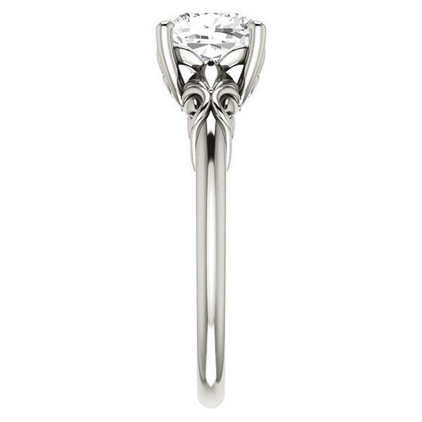 Cushion cut Moissanite Floral Design Solitaire Ring