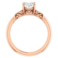 Oval Moissanite Engagement Ring with Floral Design