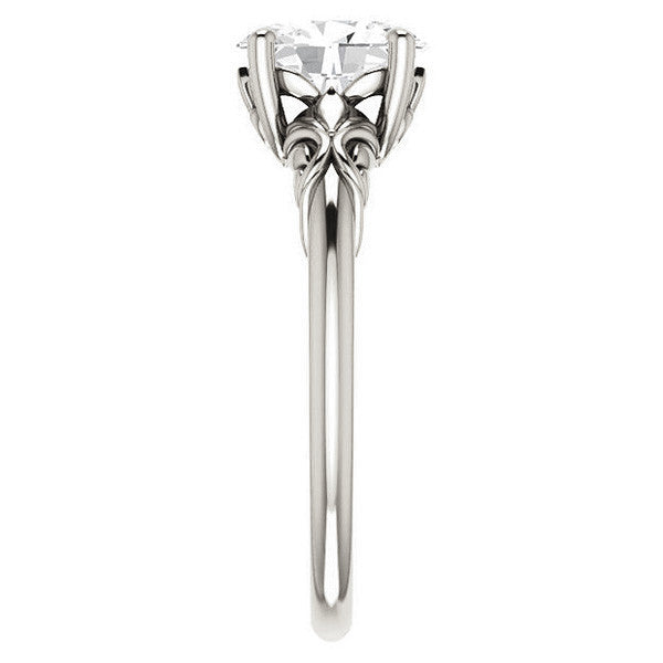 Oval Moissanite Engagement Ring with Floral Design