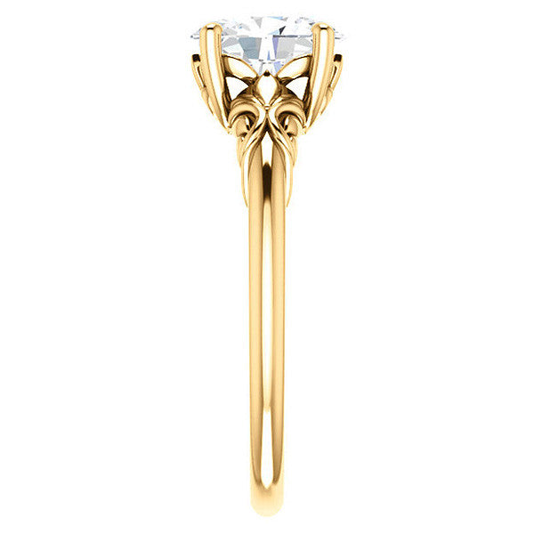 Oval Moissanite Engagement Ring with Floral Design
