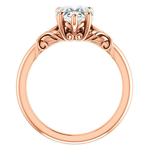 Pear cut Moissanite Engagement Ring with Floral Accents
