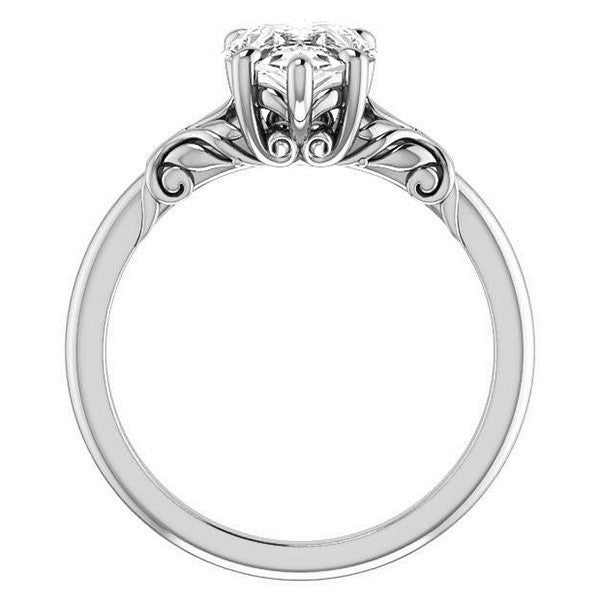 Pear cut Moissanite Engagement Ring with Floral Accents