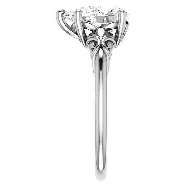 Pear cut Moissanite Engagement Ring with Floral Accents