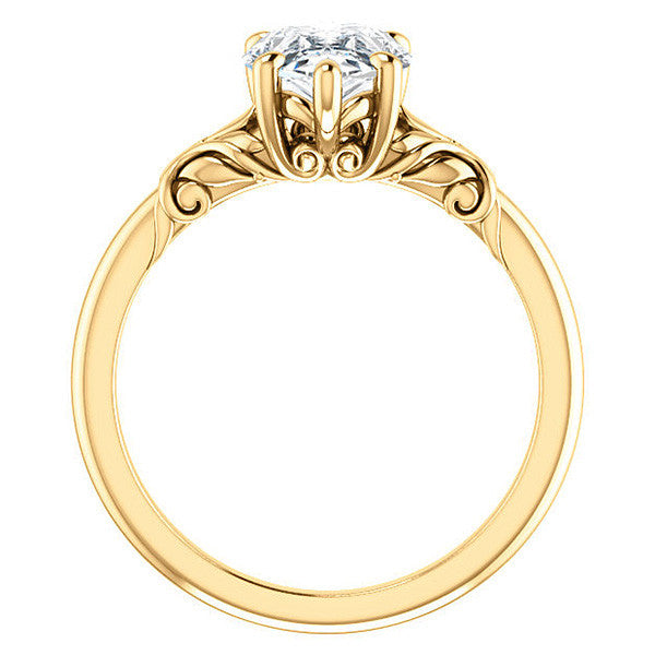 Pear cut Moissanite Engagement Ring with Floral Accents