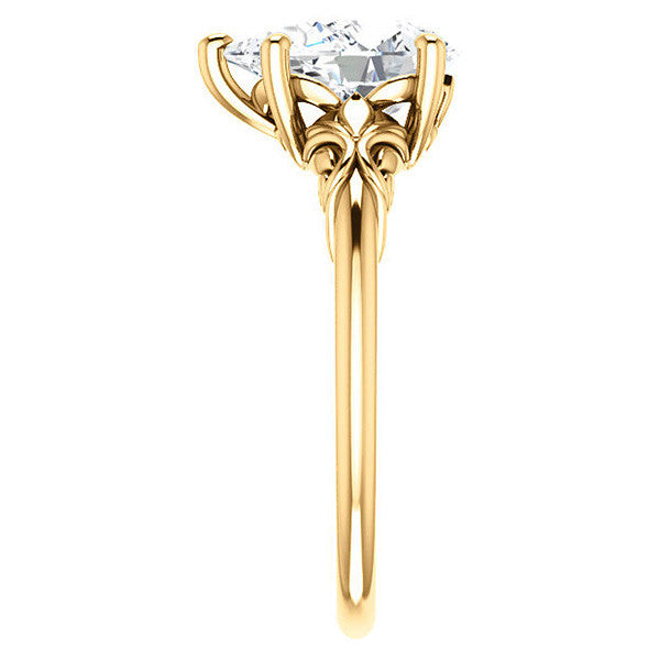 Pear cut Moissanite Engagement Ring with Floral Accents