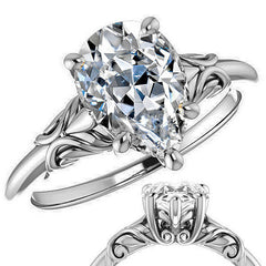 Pear cut Moissanite Engagement Ring with Floral Accents