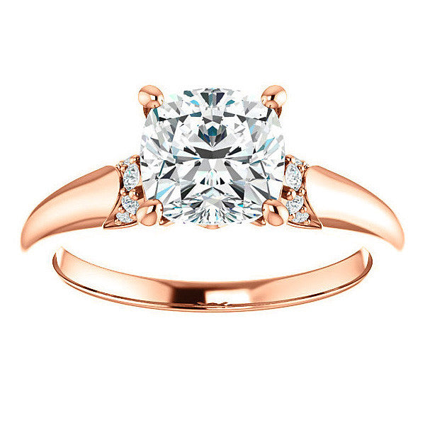 Cushion Moissanite Accented Engagement Ring