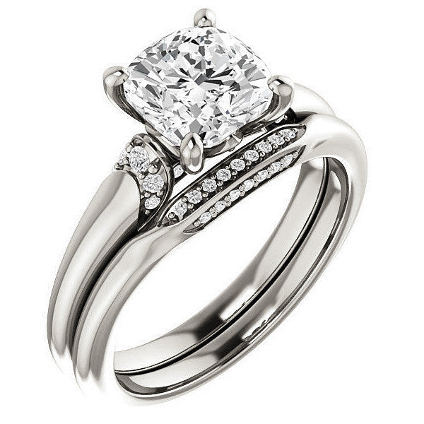Cushion Moissanite Accented Engagement Ring