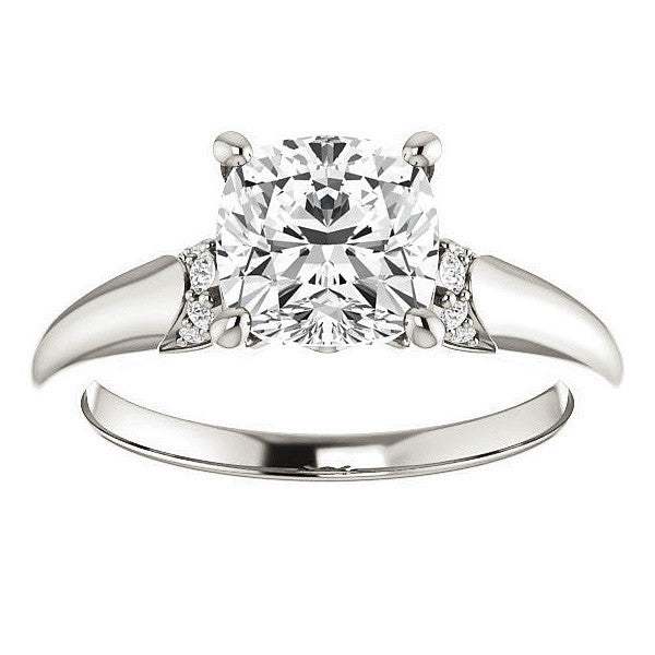 Cushion Moissanite Accented Engagement Ring