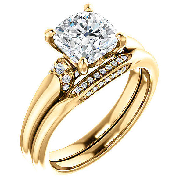 Cushion Moissanite Accented Engagement Ring