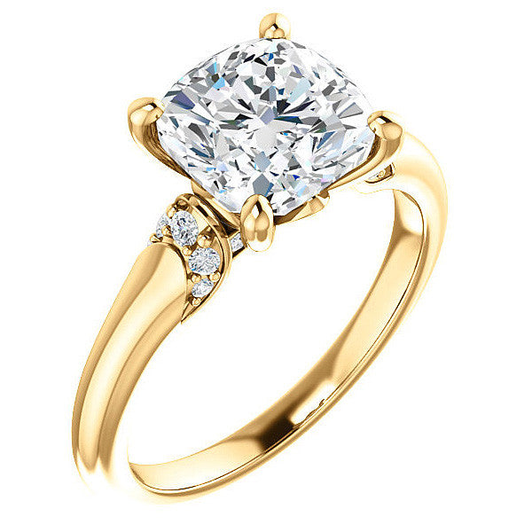 Cushion Moissanite Accented Engagement Ring