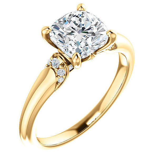 Cushion Moissanite Accented Engagement Ring