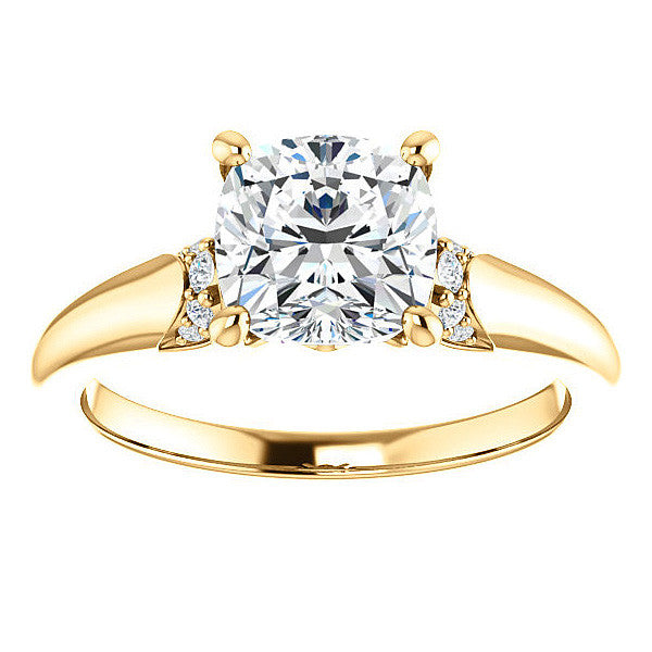 Cushion Moissanite Accented Engagement Ring