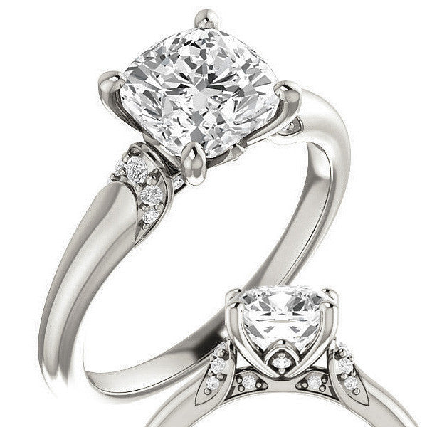 Cushion Moissanite Accented Engagement Ring