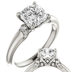 Cushion Moissanite Accented Engagement Ring