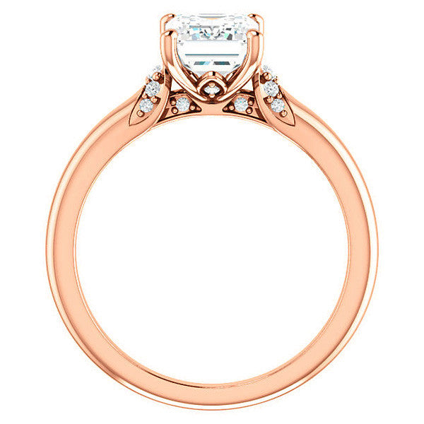 Emerald / Radiant Moissanite Accented Engagement Ring