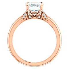 Emerald / Radiant Moissanite Accented Engagement Ring