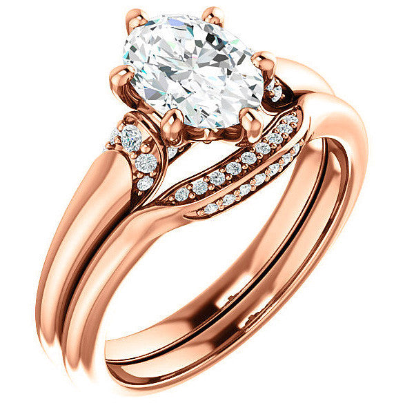 Oval Moissanite Accented Engagement Ring