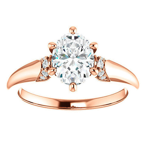 Oval Moissanite Accented Engagement Ring