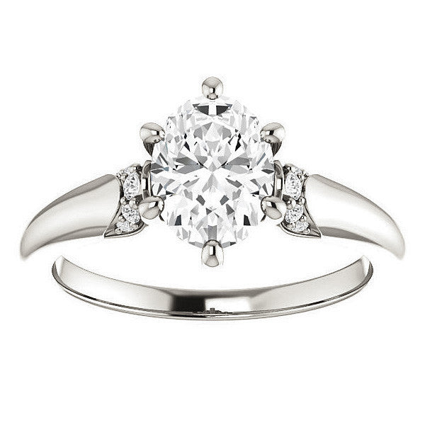 Oval Moissanite Accented Engagement Ring