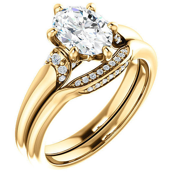 Oval Moissanite Accented Engagement Ring