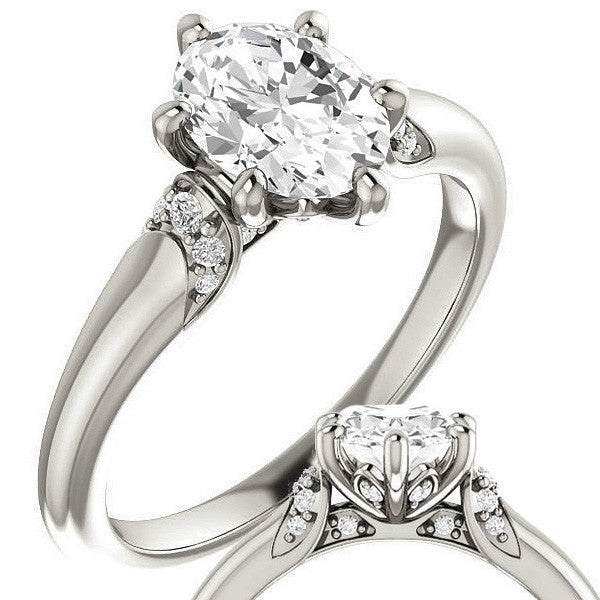 Oval Moissanite Accented Engagement Ring