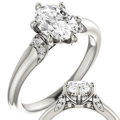 Oval Moissanite Accented Engagement Ring