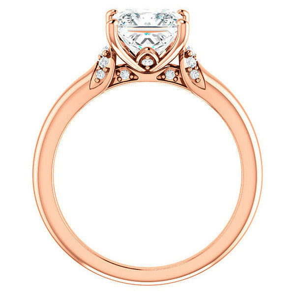 Princess Moissanite Accented Engagement Ring