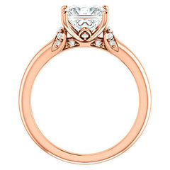 Princess Moissanite Accented Engagement Ring