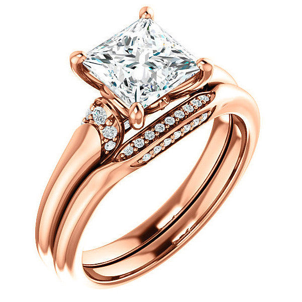Princess Moissanite Accented Engagement Ring