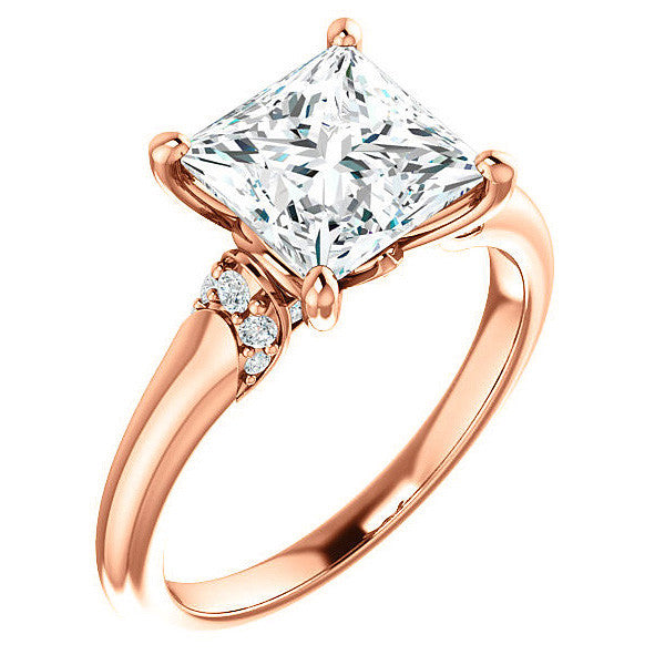Princess Moissanite Accented Engagement Ring