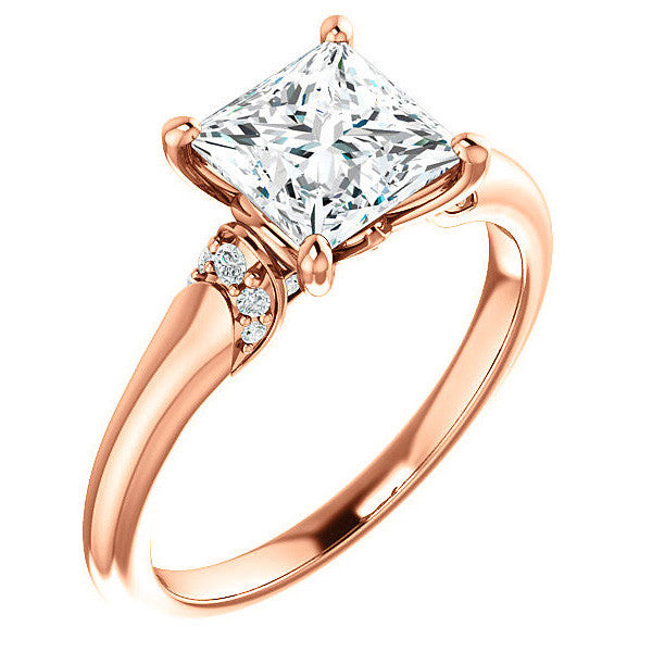 Princess Moissanite Accented Engagement Ring