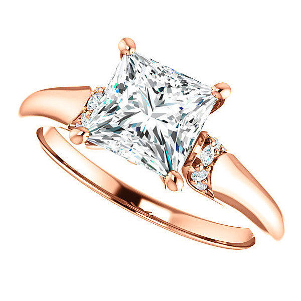 Princess Moissanite Accented Engagement Ring