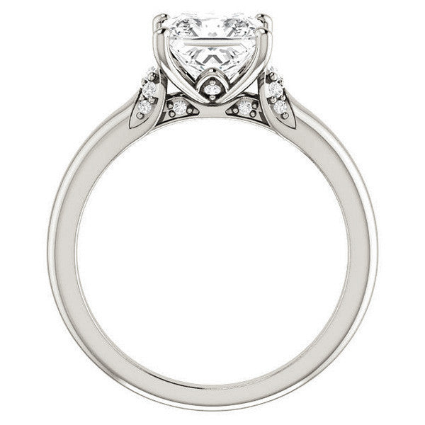 Princess Moissanite Accented Engagement Ring