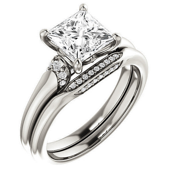 Princess Moissanite Accented Engagement Ring