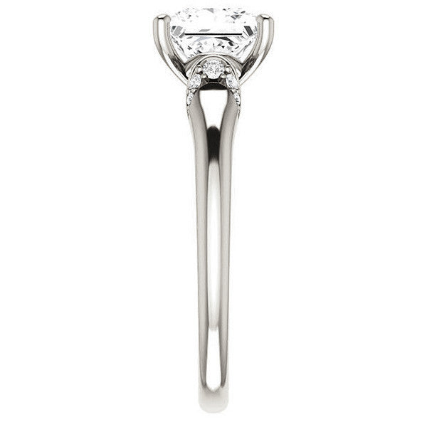 Princess Moissanite Accented Engagement Ring