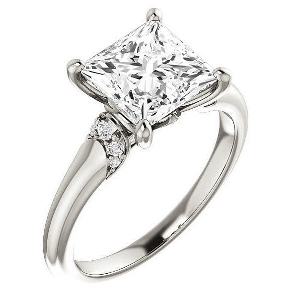Princess Moissanite Accented Engagement Ring