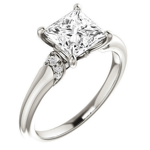 Princess Moissanite Accented Engagement Ring