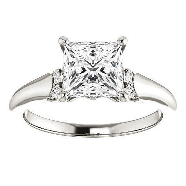 Princess Moissanite Accented Engagement Ring