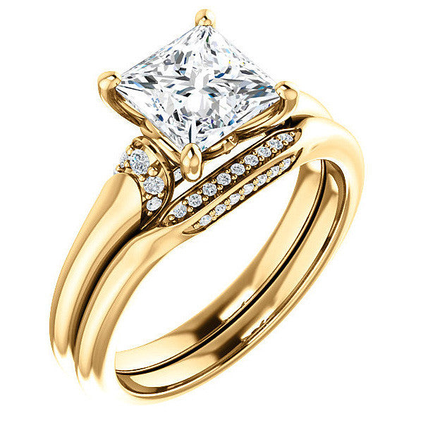 Princess Moissanite Accented Engagement Ring