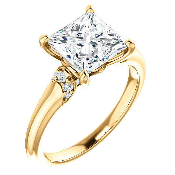 Princess Moissanite Accented Engagement Ring