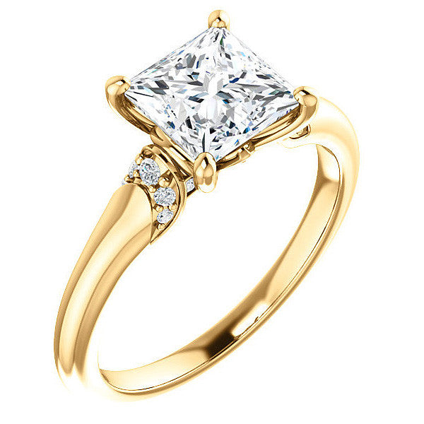 Princess Moissanite Accented Engagement Ring