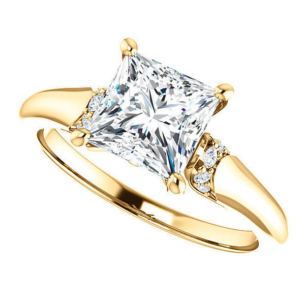 Princess Moissanite Accented Engagement Ring